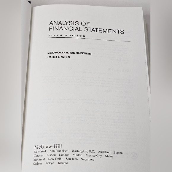 Analysis of Financial Statements 5th Edition Hardcover Book Bernstein & Wild New - Picture 8 of 10